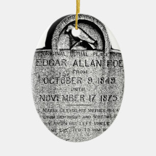 Edgar Allan Poe gravsten. Kuslig Halloween bilder Julgransprydnad Keramik