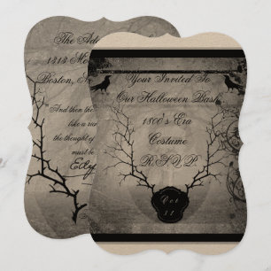 Edgar Allan Poe Halloween fest Inbjudningar