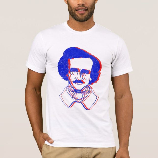 Edgar Allan Poe i 3D T Shirt (Framsida)