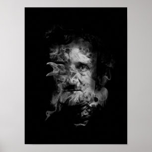 Edgar Allan Poe in Smoke with Raven - Icke desto m Poster
