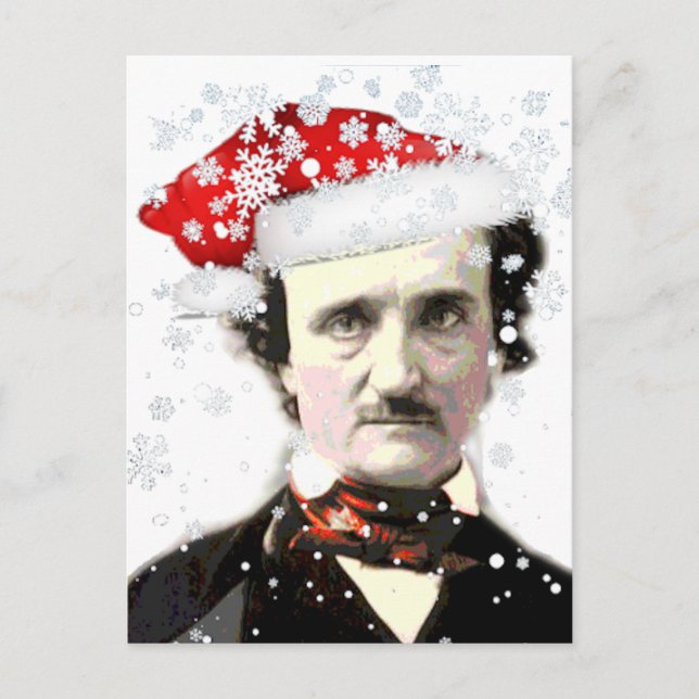 Edgar Allan Poe jul Hat Snowflake Vykort (Framsida)