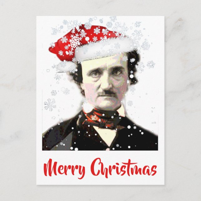 Edgar Allan Poe jul Hat Snowflake Vykort (Framsida)