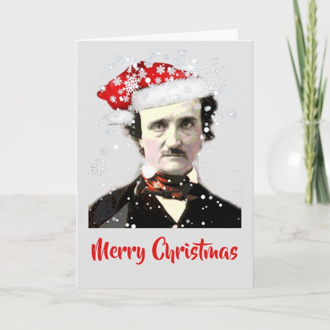 Edgar Allan Poe Julönskemössa Snöflinga Kort (Framsida)