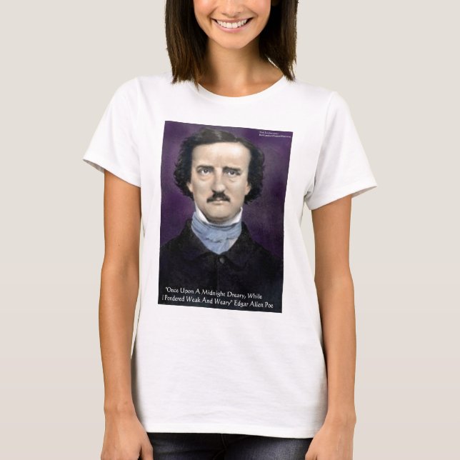 Edgar Allan Poe "Korpen" Citatpresentkort & vykort T Shirt (Framsida)