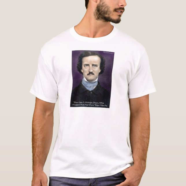 Edgar Allan Poe "Korpen" Citatpresentkort & vykort Tee Shirt (Framsida)