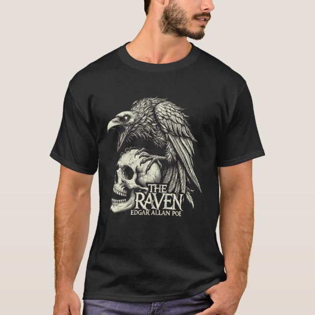 Edgar Allan Poe likväl Quoth Raven T Shirt (Framsida)