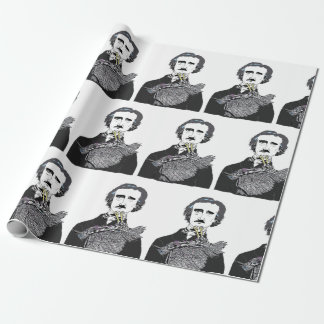Edgar Allan Poe med ett korpsvart på hans haka Presentpapper