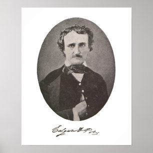 Edgar Allan Poe med häftet Poster
