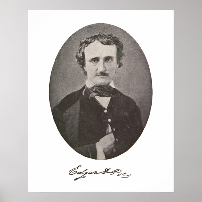 Edgar Allan Poe med Namnteckning Poster (Framsidan)
