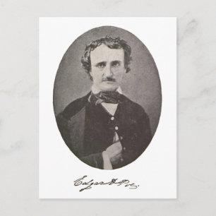 Edgar Allan Poe med Namnteckning Vykort