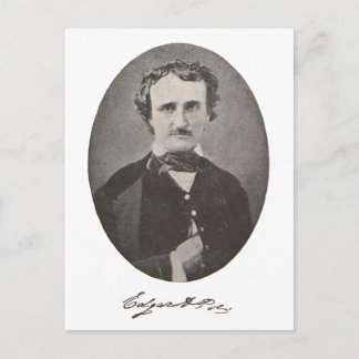 Edgar Allan Poe med Namnteckning Vykort