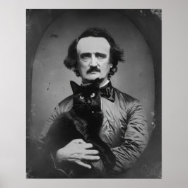 Edgar Allan Poe med svart katt Poster