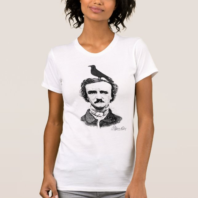 Edgar Allan Poe och korpsvart T Shirt (Framsida)