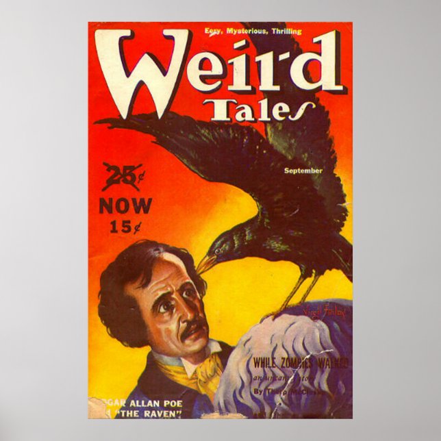 Edgar Allan Poe och Raven Pulp Magazine Cover Poster (Framsidan)