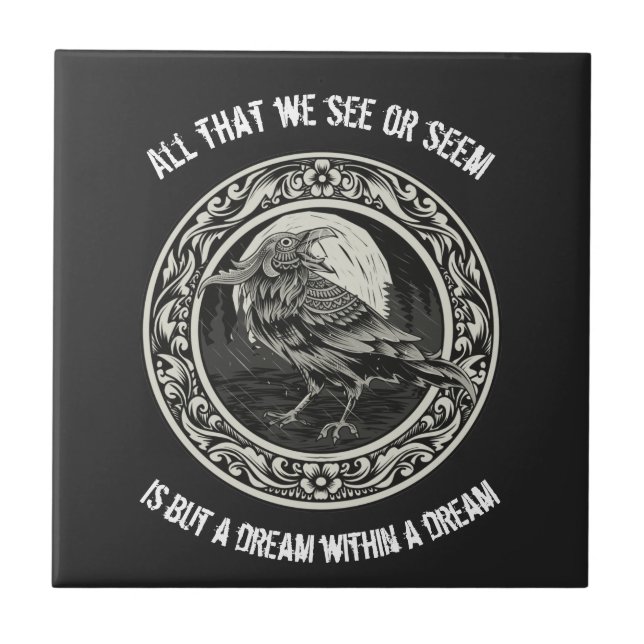 Edgar Allan Poe Poet Author Dream Raven Medallion Kakelplatta (Framsidan)
