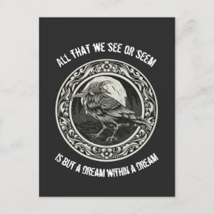Edgar Allan Poe Poet Author Dream Raven Medallion Vykort