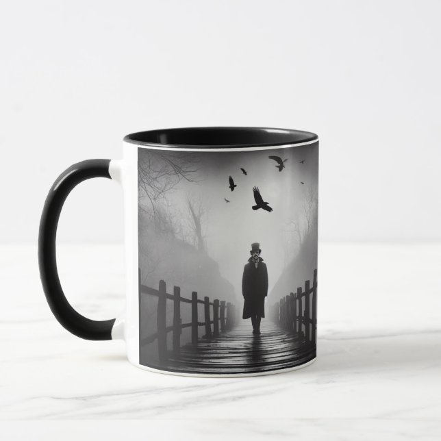 Edgar Allan Poe Poet Bridge Ravens Foggy Spooky Mugg (Vänster)