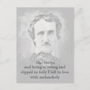 Edgar Allan Poe Poet Melancholy Quote Vykort