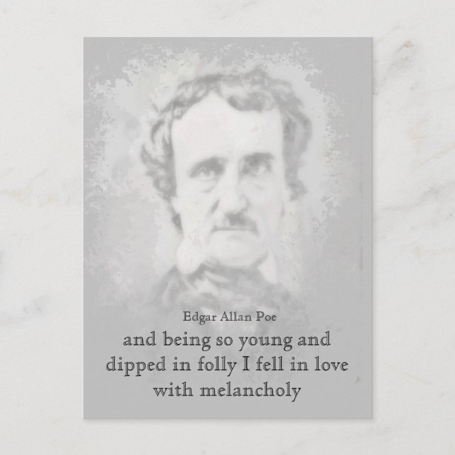 Edgar Allan Poe Poet Melancholy Quote Vykort (Framsida)
