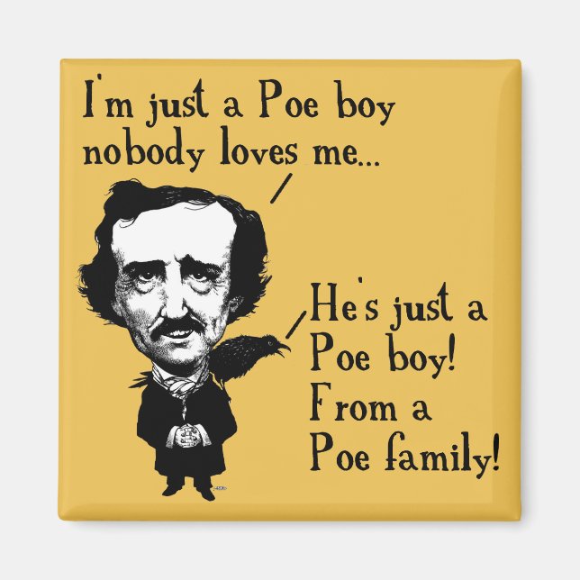 Edgar Allan Poe Pojke Rolig Kylskåpsmagnet (Framsidan)