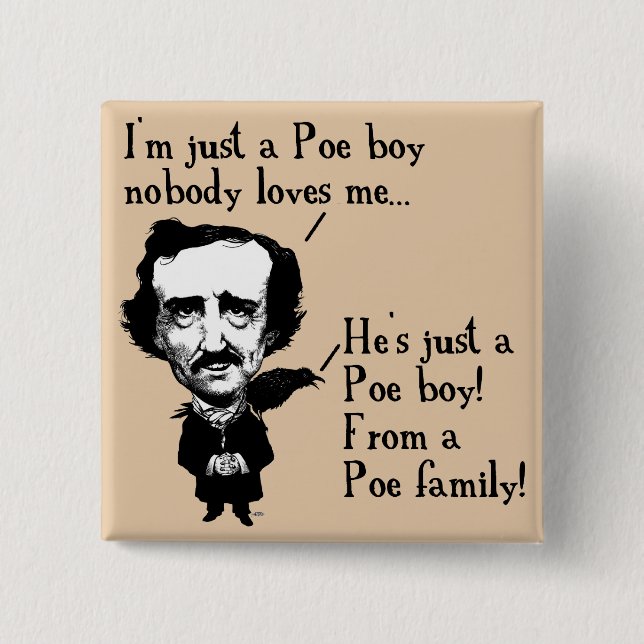 Edgar Allan Poe Pojke Rollig Knapp Märke Pin (Framsida)