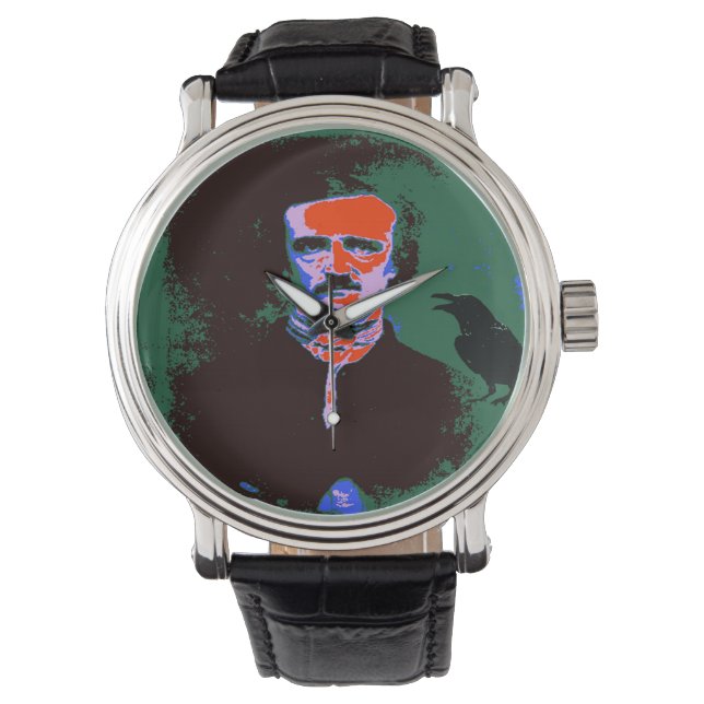 Edgar Allan Poe Pop Art Armbandsur (Framsida)