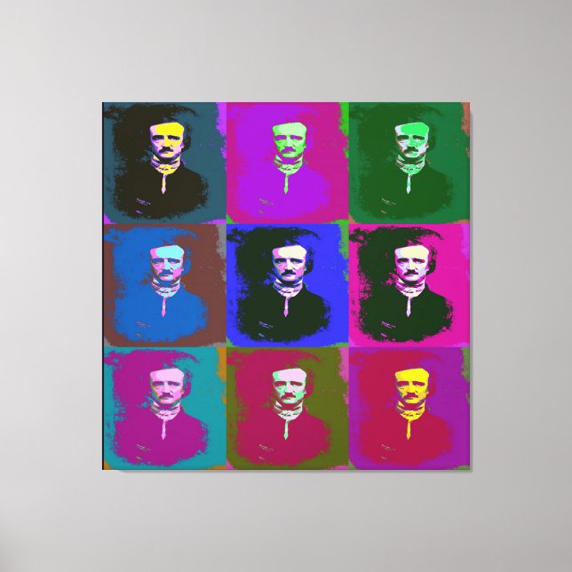 Edgar Allan Poe Pop Art Canvastryck (Framsida)