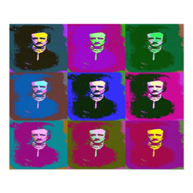 Edgar Allan Poe Pop Art Fototryck (Framsidan)
