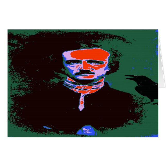 Edgar Allan Poe Pop Art Hälsningskort (Framsidan Horizontal)