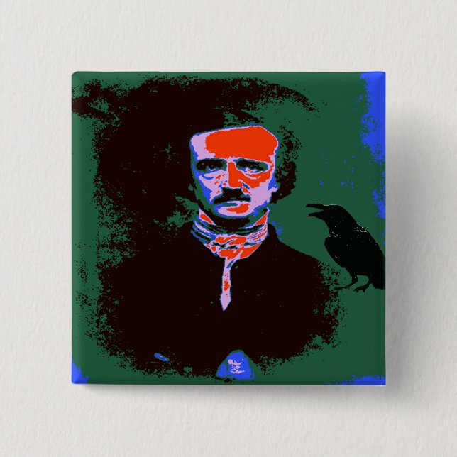 Edgar Allan Poe Pop Art Knapp (Framsida)