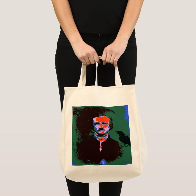 Edgar Allan Poe Pop Art Large Tote Bag Tygkasse (Framsida (produkt))