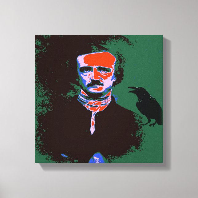 Edgar Allan Poe Pop Art Porträtt Canvastryck (Framsida)