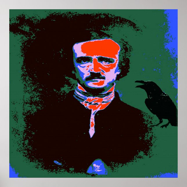 Edgar Allan Poe Pop Art Porträtt Poster (Framsidan)