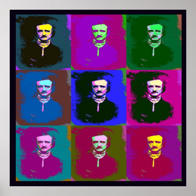 Edgar Allan Poe Pop Art Poster och skriver ut (Framsidan)
