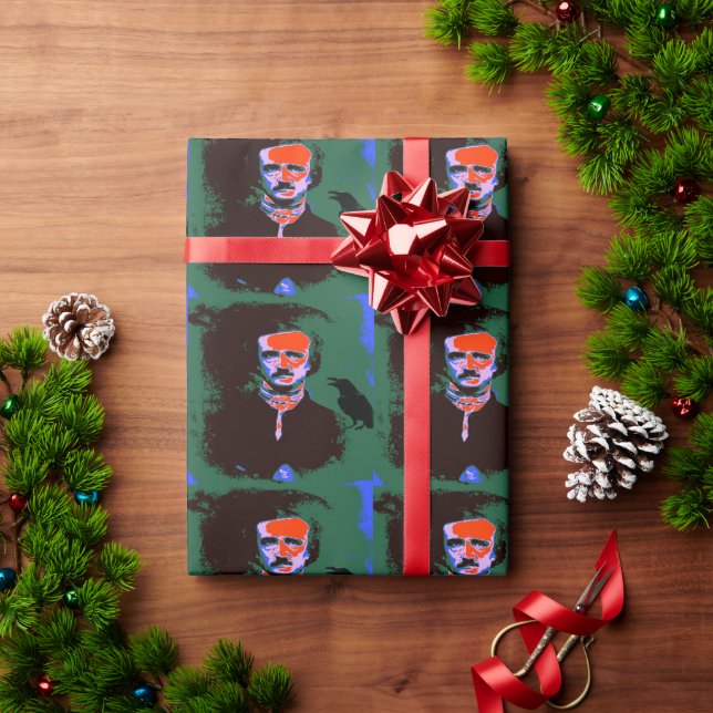 Edgar Allan Poe Pop Art Wrapping Papper Presentpapper (Julgåva)