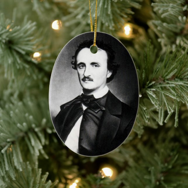 Edgar Allan Poe Porträtt | Julgransprydnad Keramik (Träd)
