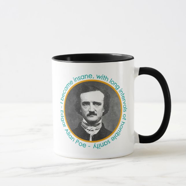 Edgar Allan Poe porträtt med citationsteckenmuggen Mugg (Höger)