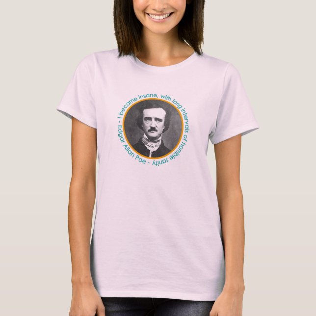 Edgar Allan Poe Porträtt med citattecken T Shirt (Framsida)