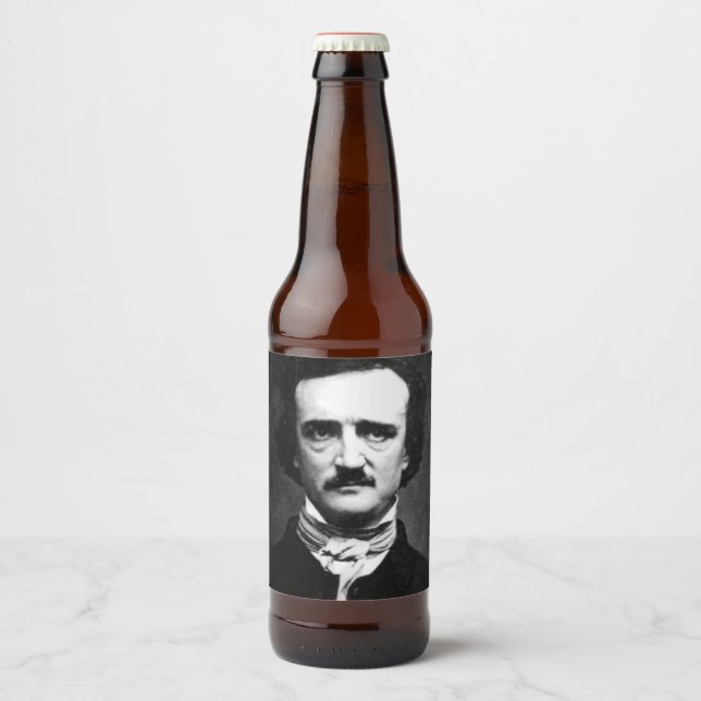 Edgar Allan Poe Porträtt Ölflaska Etikett (Framsida)