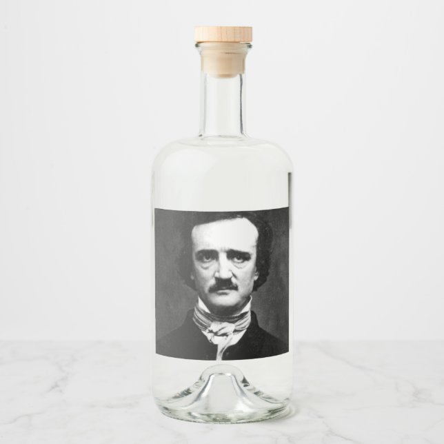 Edgar Allan Poe Porträtt Spritflaskor Etikett (Framsida)