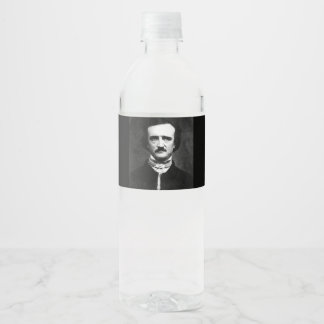 Edgar Allan Poe Porträtt Vattenflaskor Etikett