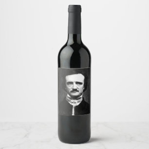 Edgar Allan Poe Porträtt Vinflaska Etikett