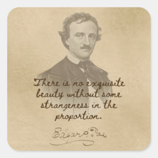 Edgar Allan Poe Quote Sticker - Exquisite Beauty Fyrkantigt Klistermärke