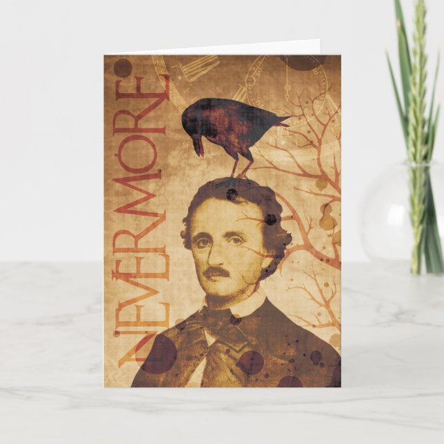 Edgar Allan Poe Quoth det korpsvart Nevermore Kort (Framsida)