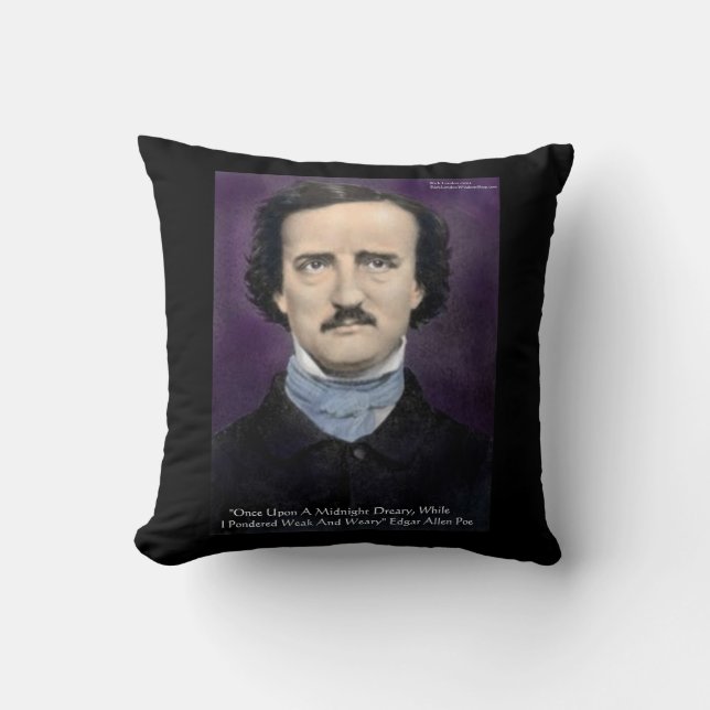 Edgar Allan Poe "Raven" Citat Kuddbyta av  Kudde (Framsida)