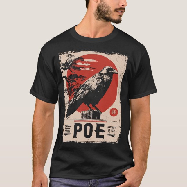 Edgar Allan Poe Raven Gothic Literature Design T Shirt (Framsida)