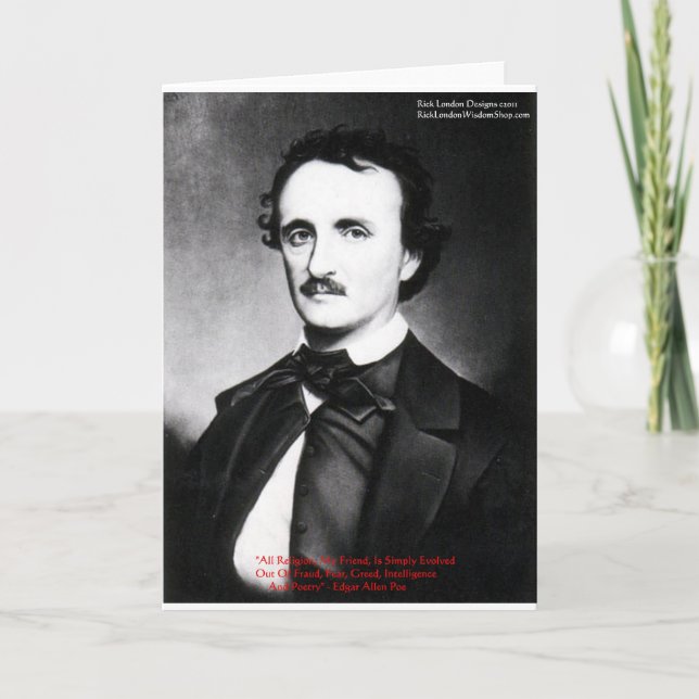 Edgar Allan Poe "Religion är" Visdoms Citat Gåvor Kort (Framsida)