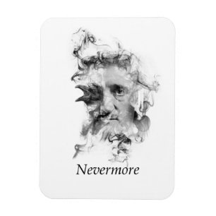 Edgar Allan Poe röker in med korpsvart - Nevermor Magnet