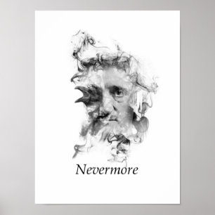 Edgar Allan Poe röker in med korpsvart - Nevermore Poster
