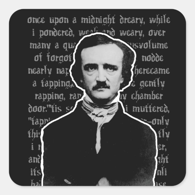 Edgar Allan Poe Stickers Fyrkantigt Klistermärke (Framsida)